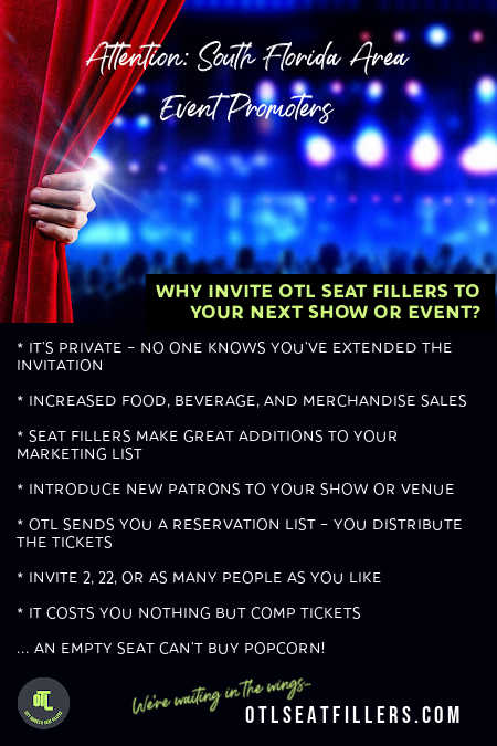 South Florida event promoters, seat filling south florida, south florida seat filling, miami seat filling, event marketing, free marketing tools