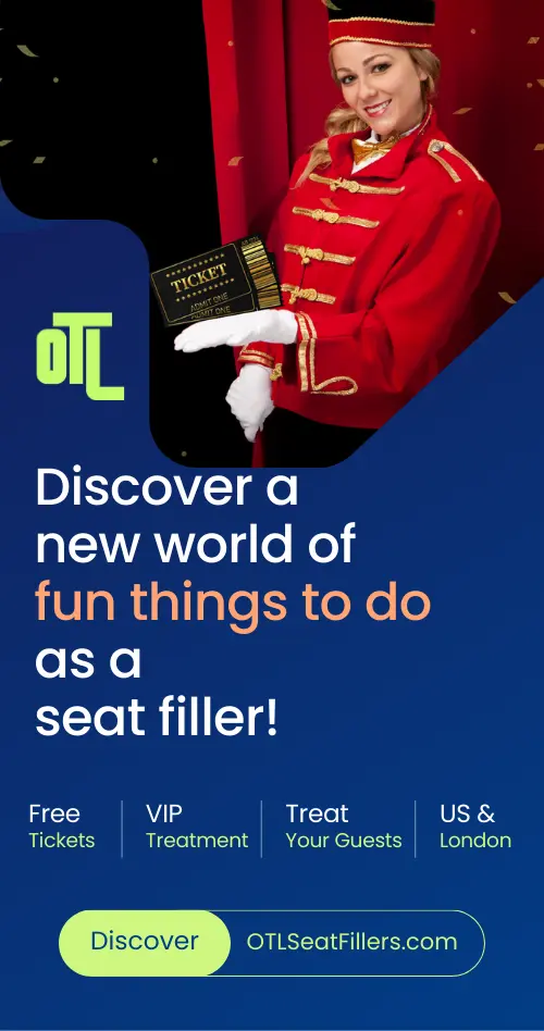 An usher introducing a new world of things to do as a seat filler ad for OTLSeatFillers.com
